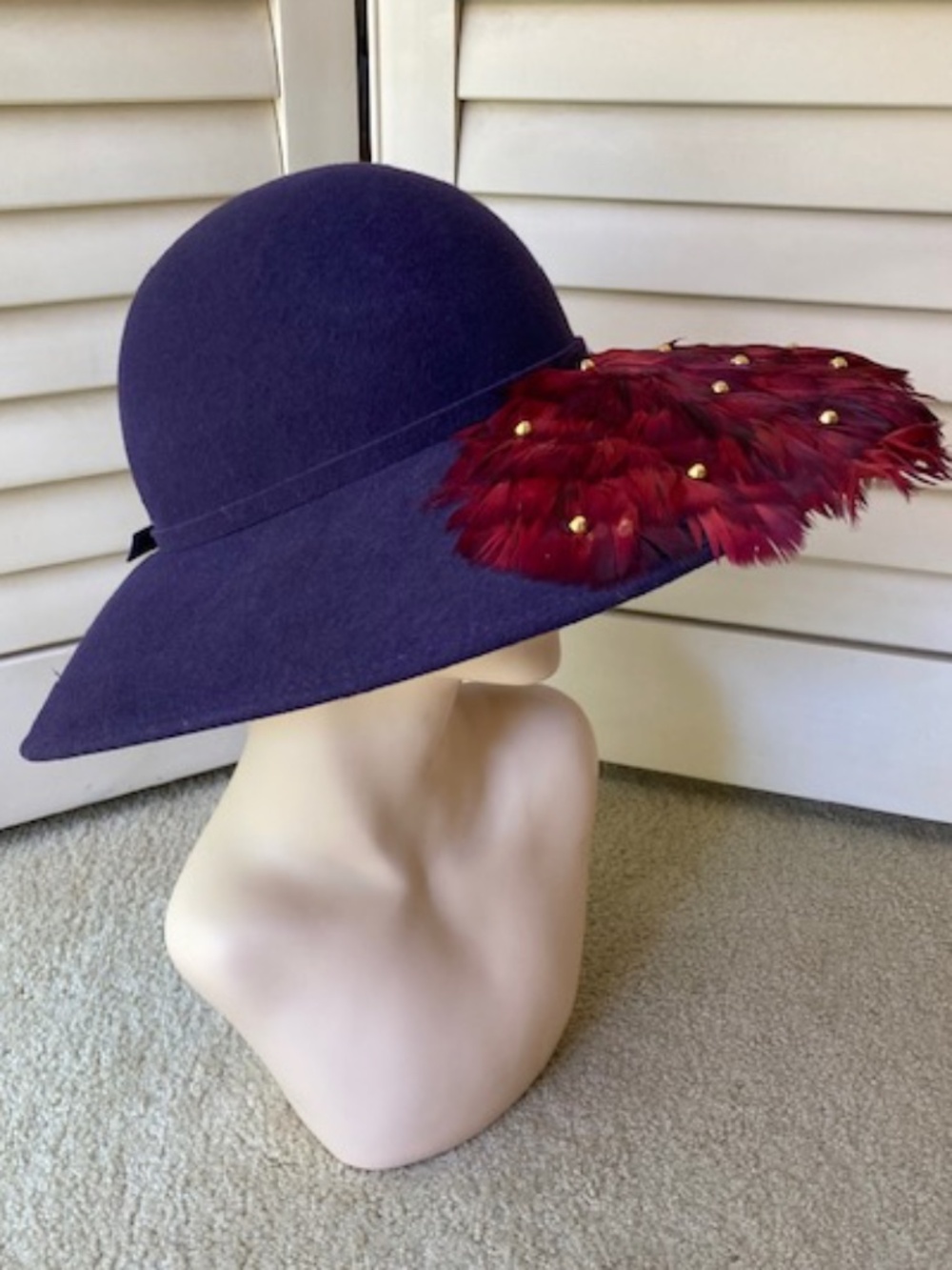 Mr. John Moderne Wool Felt Hat with Feathers NOS